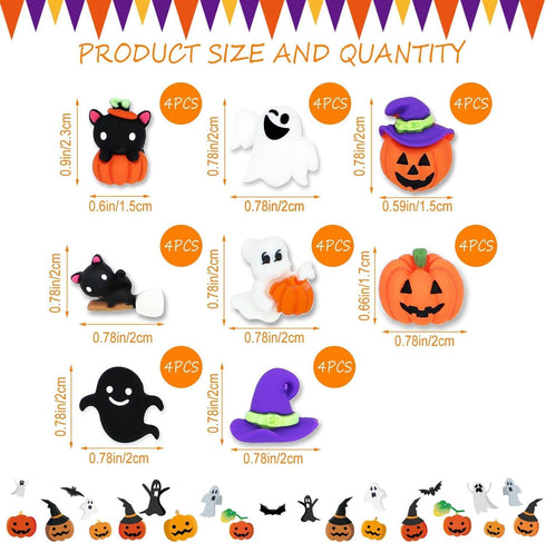 Halloween Push Pins,32 Pcs Decorative Push Pins for Bulletin Board Cute Push Pins Pumpkin Ghost Black Cat Witch Hat Thumb Tacks for Wall Photo Map...