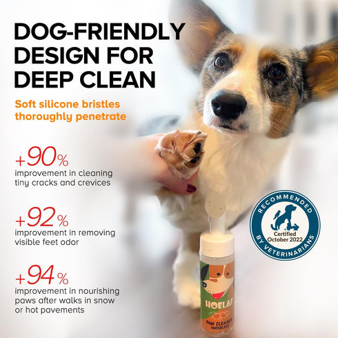 Clean Paws, Dog Paw Cleaner, No-Rinse Foaming Cleanser, Moisturizing & Deodorizing Paw Wash with Silicone Bristle Brush, Deep Clean, Easy & Portab...