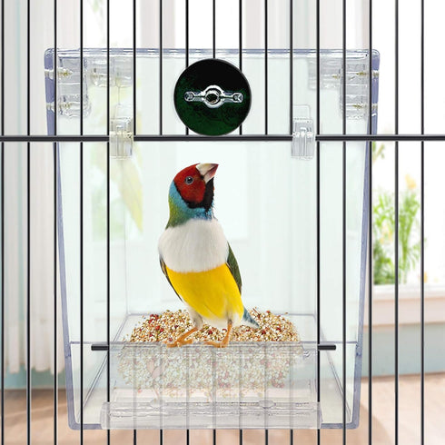 PINVNBY Bird Bath Box,Parrot No-Leakage Bathtub for Cage Hanging Tube Shower Box Cage Accessory with Water Injector and Balls Toys for Small Pet B...