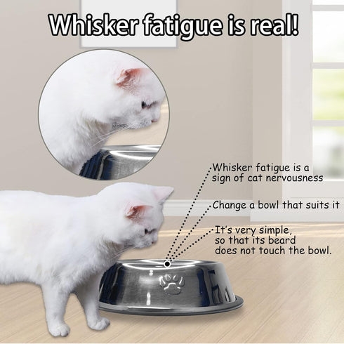 Fhiny 4Pcs Stainless Steel Dog Cat Bowl with Rubber Base Pet Food and Water Feeder Bowls Stackable Non-Slip Dish Plate for Small Medium Animals Pu...