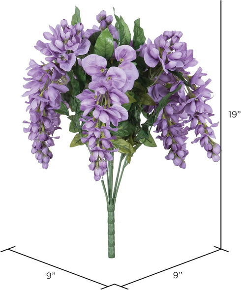 Vickerman Everyday Artificial Lavender Wistera Bush 19" Long - Sophisticated Faux Flowers with Lifelike Appearance for Indoor Use - Add Charm to Y...