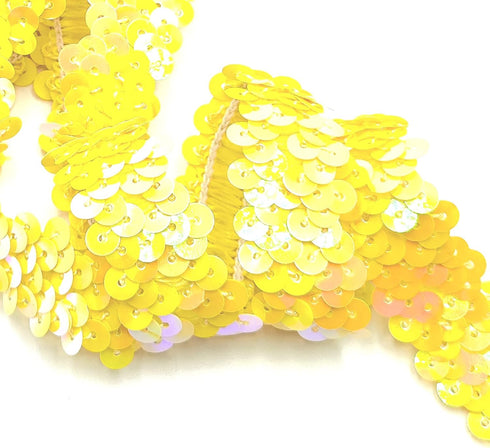 3 Yards Yellow Elastic Sequin Ribbon Trim Glitter Metallic Stretch Flat Sequin Fabric Ribbon Lace for DIY Crafts,Sewing, Dress Costume,Wedding Emb...