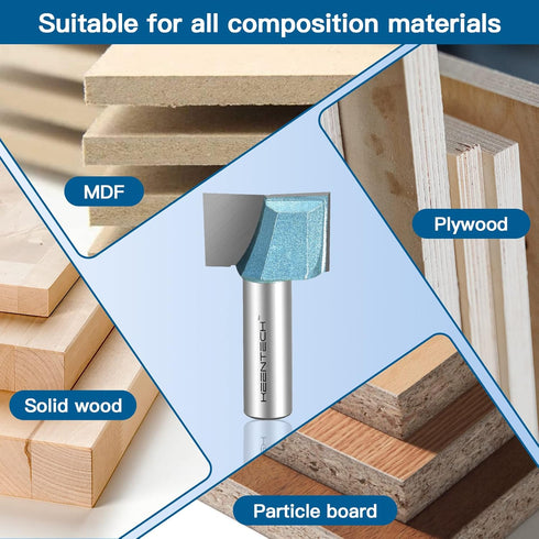 KEENTECH Router Bits, 1/2" Shank, Bottom Cleaning Router Bit, Carbide Tipped Surfacing Bit, CNC Spoilboard Bit, Slab Flattening Industrial Cutting...