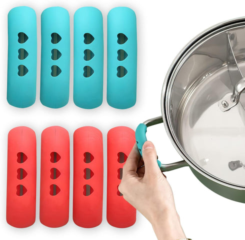 AUOCATTAIL 2 Pairs Silicone Assist Handle Holder Grip Cast Iron Skillets Non-Slip Cast Iron Skillet Handle Covers Heat Resistant Grip for Frying P...