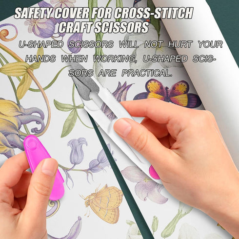 AKOAK 1 Pack U-shaped Yarn Scissors, Tailor's Scissors, Portable Yarn Scissors with Safety Cover, Thread Scissors for Needlework, Cross-Stitch Cra...
