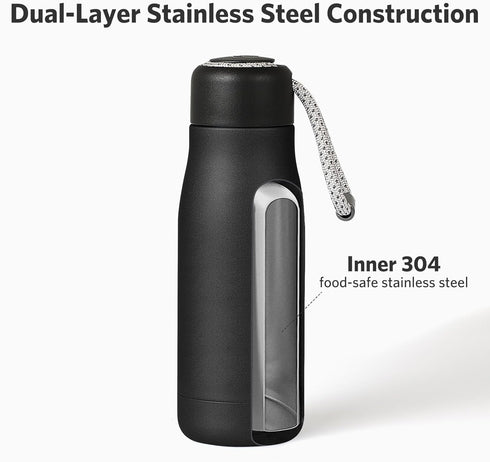 Water Bottles with Portable Lid?Hydro Insulated Thermal Flask for Hot or Cold Drinks 350ml Stainless Steel Metal Reusable Water Bottle for Kids, A...