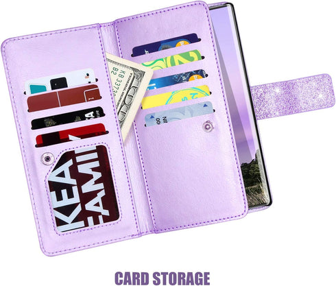 Fingic for Samsung Note 10 Case,Galaxy Note 10 Wallet Case Glitter Sparkle Cover 9 Card Holder PU Leather Flip Case with Kickstand Wrist Strap Wal...