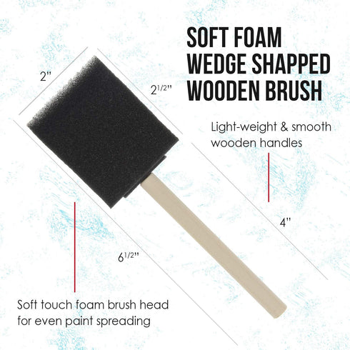 US Art Supply 2 inch Foam Sponge Wood Handle Paint Brush Set (Value Pack of 20) - Lightweight, Durable and Great for Acrylics, Stains, Varnishes, ...