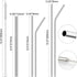 Hypermotion Stainless Steel Straw, Food Grade Reusable Metal Drinking Straw Set with 2 Cleaning Brushes and Carry Pouch for Smoothie, Milkshake, C...