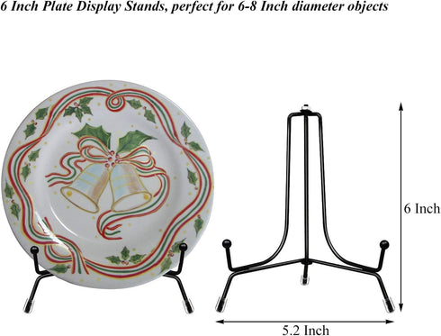 6 Pack Upgraded Plate Display Stands, 6 Inch Anti-Slip Iron Photo Holder Stands Book Display Stands, Compatible 6 to 8 Inch Decorative Plates and ...