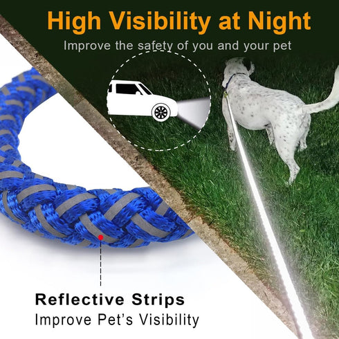 Reflective Dog Leash 2ft 3ft 4ft 6ft 10ft, Heavy Duty Dog Leash Nylon Braided Strong Rope Dog Lead for Small Medium Large Dogs Walking Leash (Blue...