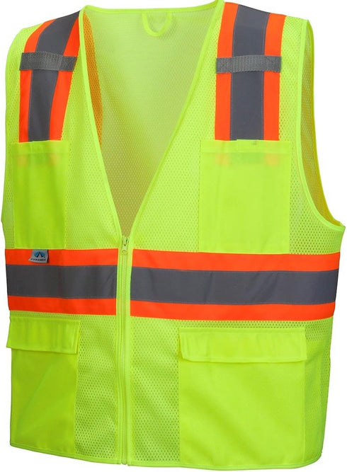 Pyramex Hi-Viz All Mesh Safety Vest with Contrasting Reflective Tape, Lime, XL...