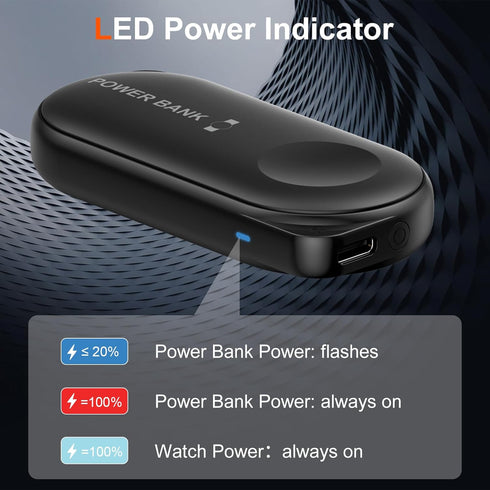 Facbiny Portable Wireless Watch Charger, 1200mAh Keychain Wireless Power Bank with Type A-C Cable, Travel for Apple Watch Series 9/8/7/6/5/4/3/2/S...