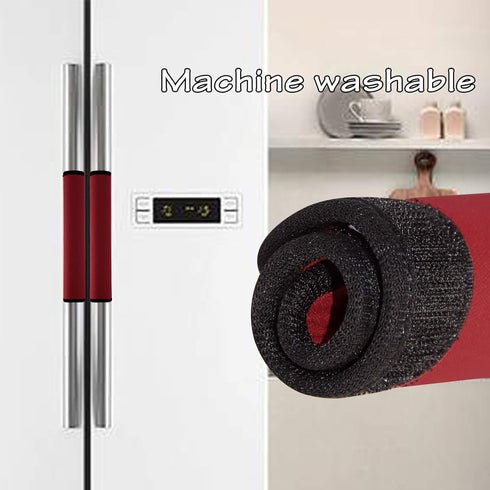 Miaowater Refrigerator Door Handle Covers Kitchen Appliance Decor Handles Anti-Skid Anti-Static Protector Fridge, Dishwasher Oven Keep Off Fingerprints,Food Stains 2PCS (Red)