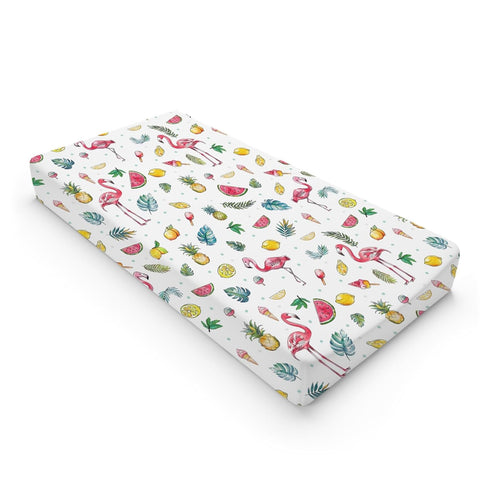 Watercolor Summer Flamingo Changing Pad Covers Lemon Pineapple Watermelon Tropical Leaves Baby Diaper Changing Pad Sheets for Boy Girl Birds Soft ...
