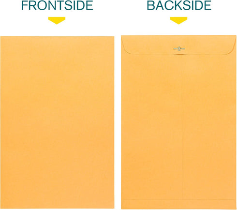 EnDoc 10 x 15 Clasp Envelopes - 10 Pack Brown Kraft Catalog Mailing Gummed Seal Envelope - 28lb Heavyweight 10x15 Inches Manila Envelopes for Home...