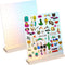 JUXYES Pack of 2 Acrylic Enamel Pin Display Stand with Wooden Base, Tabletop Pin Organizer Display Storage Stand, Enamel Pin Display Holder for Aw...