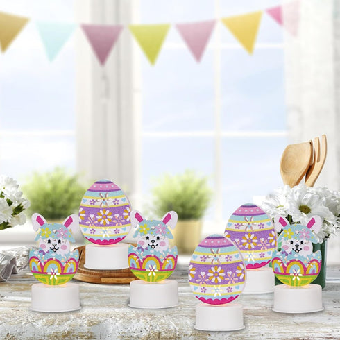 DRomance Easter Flameless Votive Candles with Timer Battery Operated LED Flickering Tea Lights Candles Long Lasting 300 Hours 3 Colorful Bunny and...