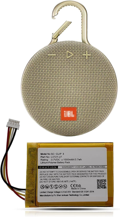 L0721-LF 1000mAh Battery Compatible with JBL Clip 3 / Clip 3AN / Clip 3SAND Waterproof Bluetooth Speaker with Tools Battery Part NO Clip3 Clip3AN ...