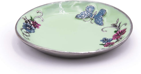 LARAINE Jewelry Dish Display Trinket Tray Round Bowl Home Decorative Organizer Gift Necklace Earring Rings Holder Storage 3" (Round Green)...