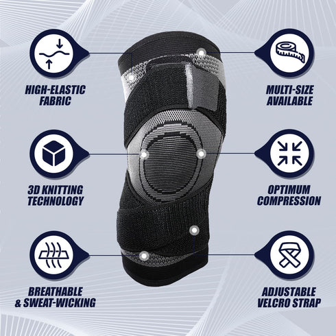 Knee Compression Sleeve with Strap, 1 Pack High Stretch Knee Sleeve Knee Support for Women Men, Knee Braces for Knee Pain Relief Arthritis Meniscu...