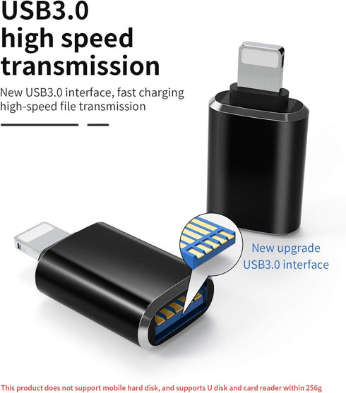Lightning Male to USB3.0 Female Adapter OTG Cable for iPhone 12 11 Xr X XS 8 7 Plus Max Compatible with iPad Air Pro Mini,Support Camera Card Read...