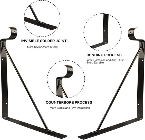 4 Packs of Heavy Duty Closet Shelf and Rod Bracket, Eau Black Closet Shelf Bracket with Rod Support Great for Both Shelf Storage and Closet Rod...