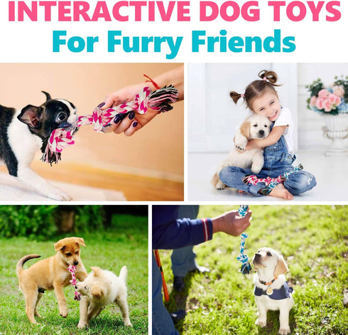 Dog Rope Toys Chew Rope Toy for Medium and Small Dogs Cat Puppy Teeth Cleaning Natural Cotton Dog Pull Rope for Interactive Tug of War Funny (Smal...