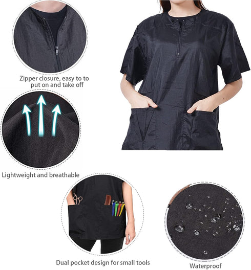 Dog Grooming Smock Barber Jackets for Women Men Professional Pet Groomer Smock Cosmetologist Barber Smock (XL)...