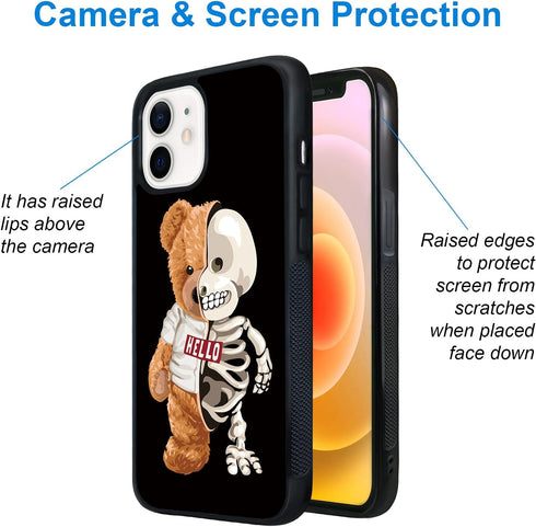 FANXI Skeleton Bear Phone Case Compatible with iPhone 12 Mini - Shockproof Protective Cute Cool Bear Designed for Case 12 Mini 5.4 Inch Case for M...