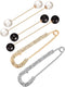 6 Pieces Sweater Shawl Clips Retro Pearl Brooch Pins Crystal Cardigan Collar Clip Dress Shirt Clip for Back Cinch and Waist for Women Girl Clothin...