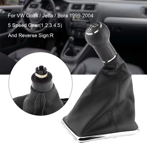 Qiilu 5 Speed Car Gear Shift Knob Gearstick Gaiter Boot Manual Shift Boot Kit for Golf4/Jetta/ 1999-2004...