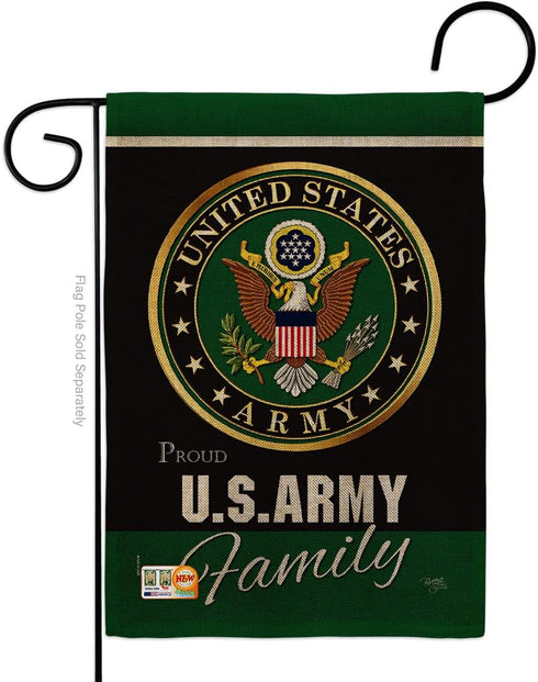 Army Proudly Family Burlap Garden Flag - Armed Forces Rangers United State American Military Veteran Retire Official - House Decoration Banner Sma...