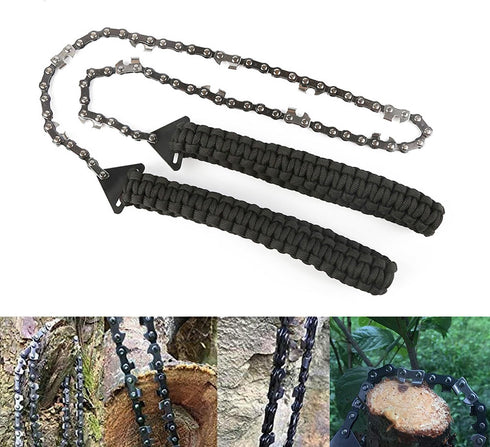 Pocket Chainsaw with Paracord Handle 24inch 11teeth Rope Saw Hand Saw Emergency Outdoor Survival Gear Folding Chain Wire Fast Wood & Tree Cutting ...