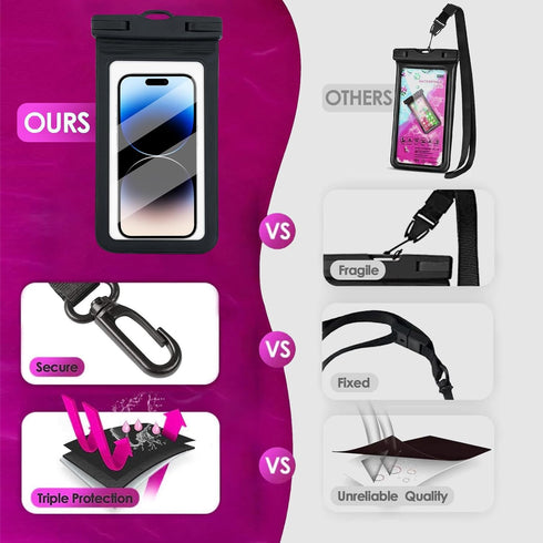 Waterproof Phone Pouch Floating, Waterproof Phone Case, Transparent PVC, 2 Pack, Phone Protector for iPhone 15 14 13 12 11 Pro Max Plus XS XR X 8 ...