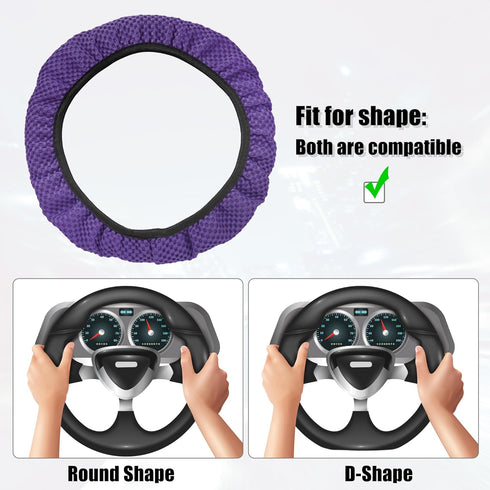 X AUTOHAUX Steering Wheel Cover Universal Elastic Stretch Antislip Breathable Microfiber Ice Silk Interior Trim Wheel Protector for Car Truck SUV ...