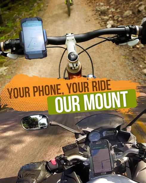 Bike & Motorcycle Phone Mount - for iPhone 14 Pro (13, 12, SE, Plus/Max), Galaxy s22 or Any Cell Phone - Universal Handlebar Holder for ATV, Bicyc...