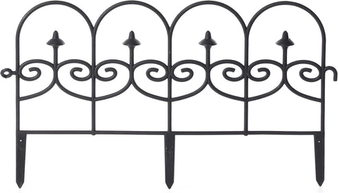 Gardenised QI003741.LB Decorative Black Vinyl Garden Patio Lawn Fence Landscape Panel Border, 24 x 13...