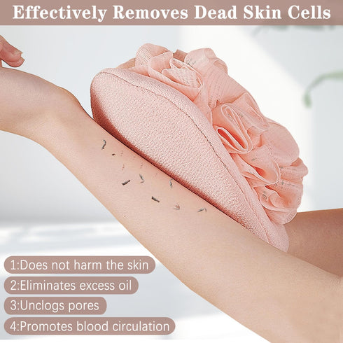 Bath Loofah Sponge,Deep Exfoliating Glove for Shower, Body Scrubber Double-Sided Exfoliating Mitt?Soft Mesh Flower Loofah Sponge Ball Brush Scrub ...