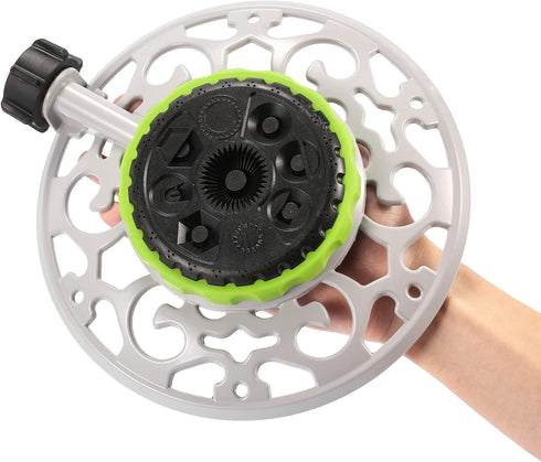 Turret Pattern Sprinkler, 8-Pattern Stationary Water Sprinkler on Metal Decorative Base for Watering Small and Large Yards, Lawns, Garden or Odd S...