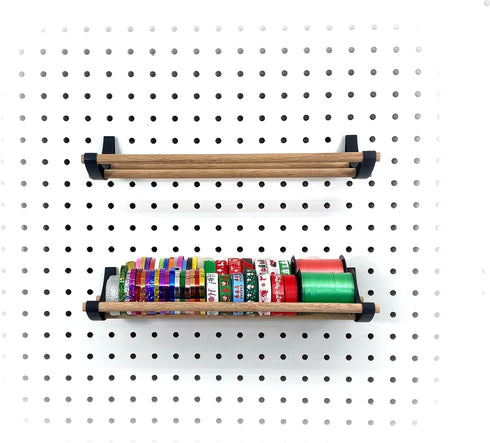 PEGGY Pegboard Tape and Ribbon Organizer, Accessory Hook and Dowel Storage for Wrapping, Crafts, Hobby, Wine Rack 12in kit (1pk)...