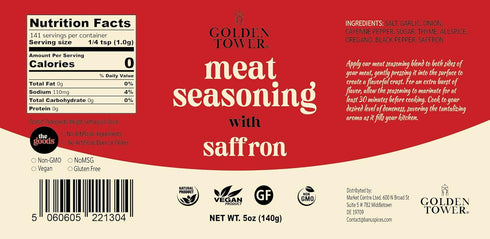 Steak and Meat Seasoning with Saffron - 100% Natural Herbs and Spices, BBQ Seasoning, Grill Seasoning, Non-GMO, No-MSG, Gluten Free, Natural Ingre...