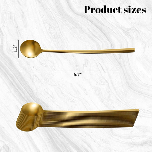 HANSGO 14PCS Long Handle Ice Tea Spoons, Gold Coffee Spoons 6.7" Stirring Spoons Stainless Steel Coffee Stirrers for Cocktail Stirring Iced Tea Co...