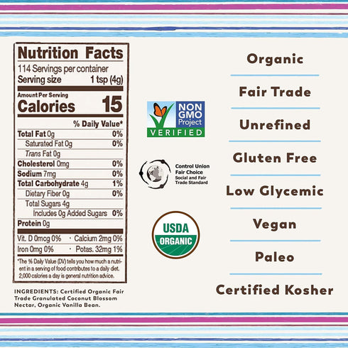 Big Tree Farms Organic Vanilla Coconut Sugar - Coconut Palm Sugar, Unrefined, Fine Crystals, Cane Sugar Replacement, Coconut Blossom Nectar, Vegan...