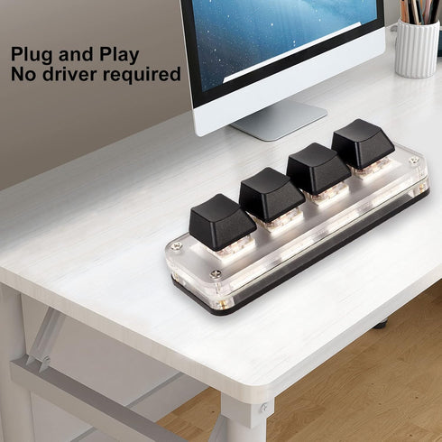 VBESTLIFE Customized Knobs Red Switch Macro Keyboard Plug and Play USB Keypad, Improve Work Efficiency (4 Keys)...