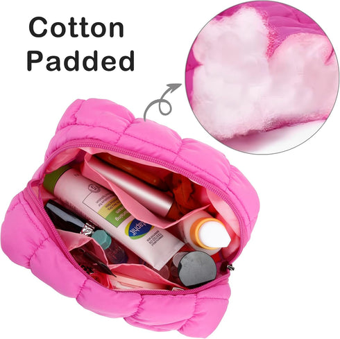 E-Tree Cute Makeup Bag,Quilted Cosmetic Bag,Make up Pouch for Purse,Toiletry Zipper Pouch,Checkered Bag,Travel Case,Storage Pouches for Organizati...