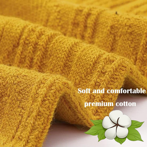 9 Pairs Women Socks Long Knit Turn Cuff Cotton Slouchy Calf socks for Women Girls Ladies...