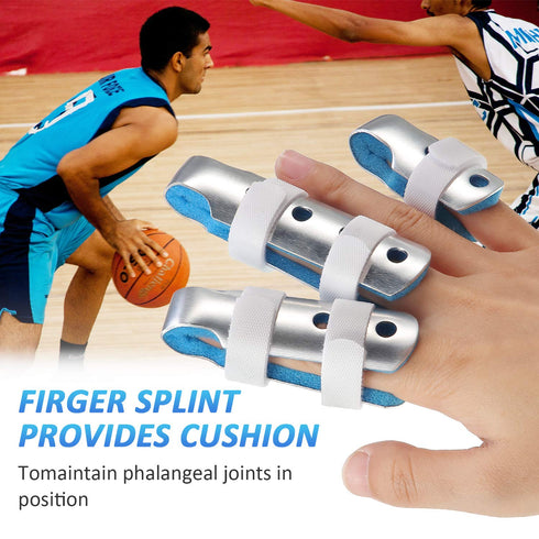 6 Pieces Finger Splints Metal Finger Support Finger Stabilizer for Adults and Children Finger Knuckle Joint Fixation, 3 Sizes (Blue)...