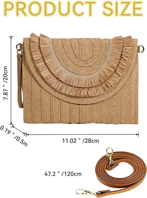YYW Straw Handbag Straw Clutch Straw Shoulder Bag for Women Summer Beach Cruising Envelope Clutch Raffia Bag...