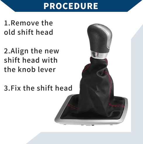 6 Speed Gear Shift Knob with Dust Cover for Ford Focus 2005-2008 / Front Stick Shifter Lever Knob/Durable Plastic / 1 Pcs Black with Red Stitches...
